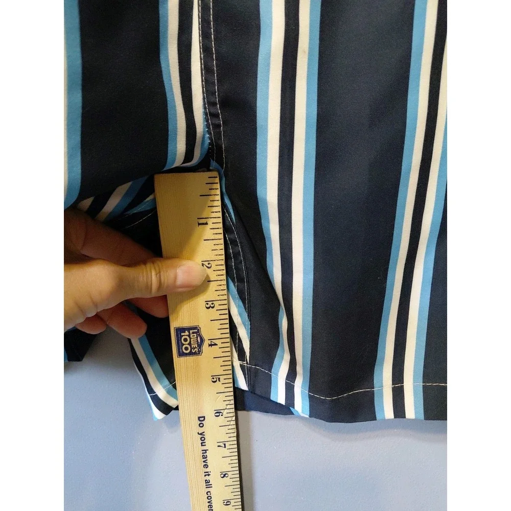 Vacay Swim Trunks Mens XL Blue Striped Shorts Elastic/Drawstring Pockets Surfer